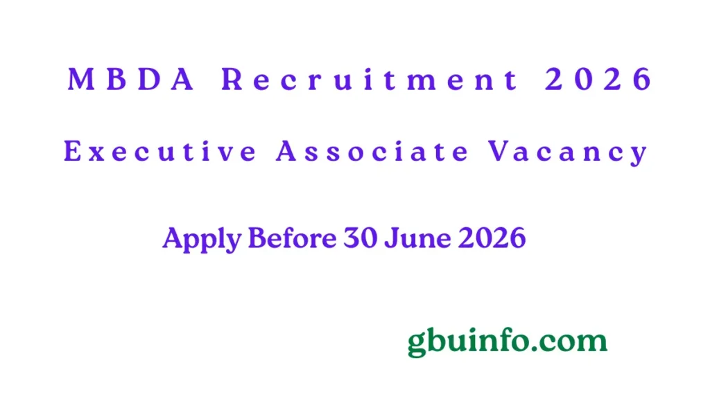 MBDA Executive Associate Recruitment 2026 notification for Executive Associate vacancy in Shillong Meghalaya